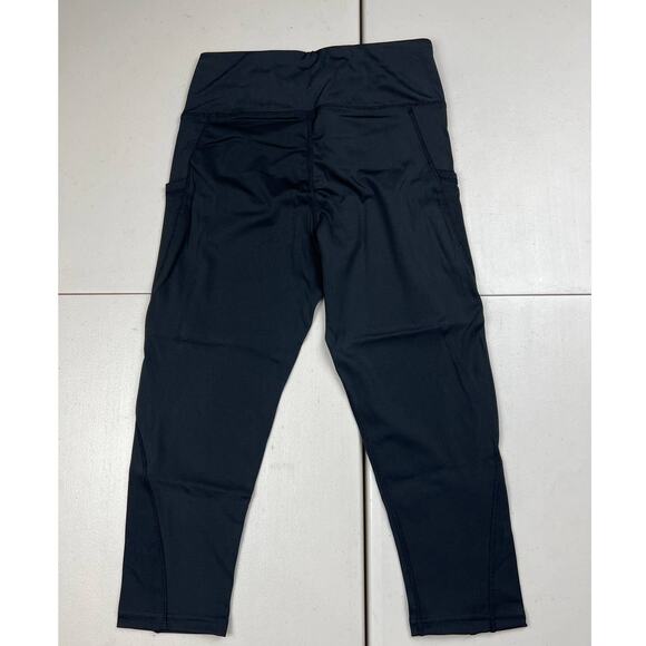 Women's Small Black Yoga High Waisted Activewear Workout Leggings Capris Pockets - Picture 7 of 7